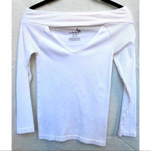 Free People Cutout ribbed long sleeve top